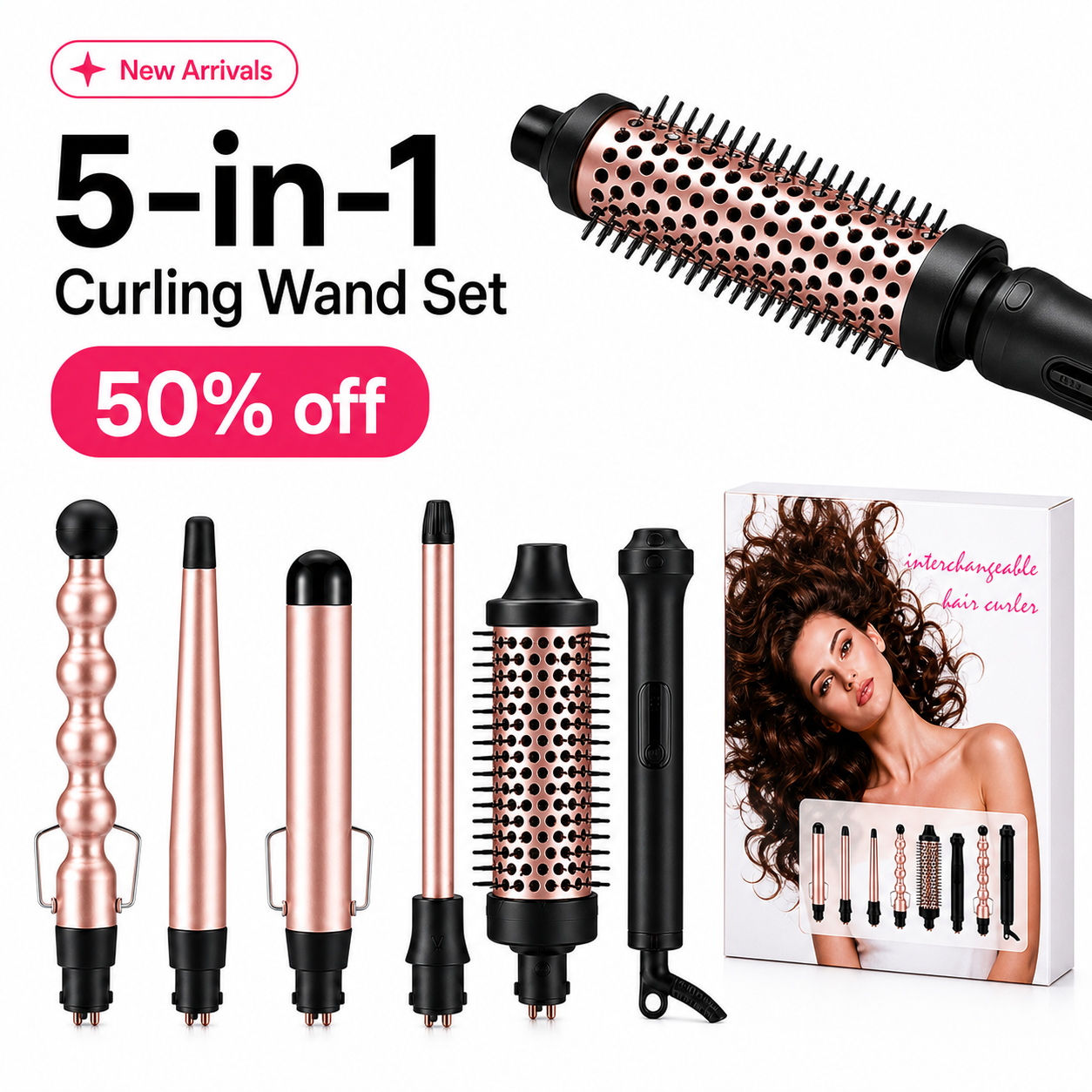 Multi-Curl 5-in-1 Ceramic Curling Wand Set
